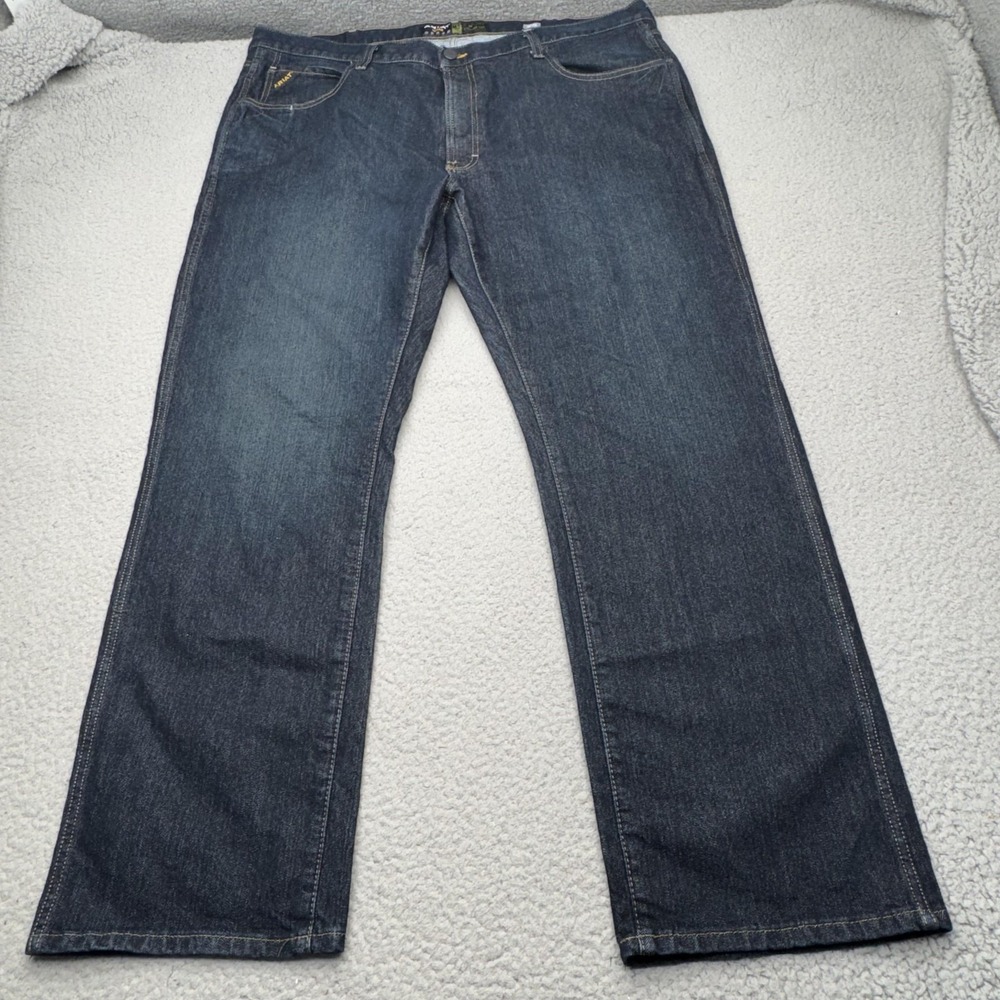 Ariat Rebar M5 Jeans Mens 42x32 Blue Dark Wash Straight Denim Zip Fly Stretch
